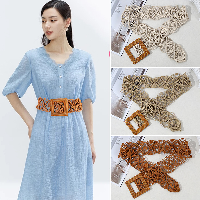 编织腰带女装饰连衣裙复古时尚圆环打结细腰链收腰棉麻绳子配饰详情9