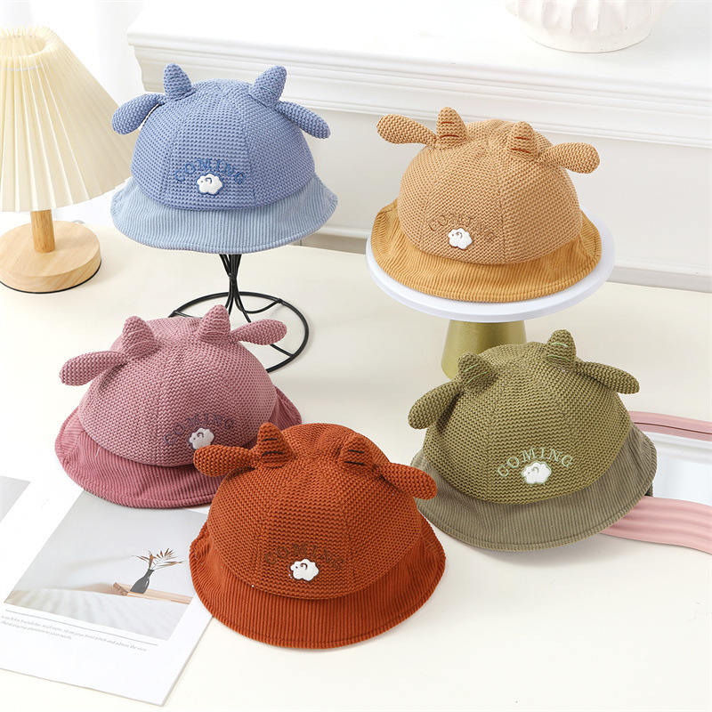 宝宝帽子秋冬新款可爱卡通动物渔夫帽春秋季男童婴幼儿灯芯绒盆帽详情5