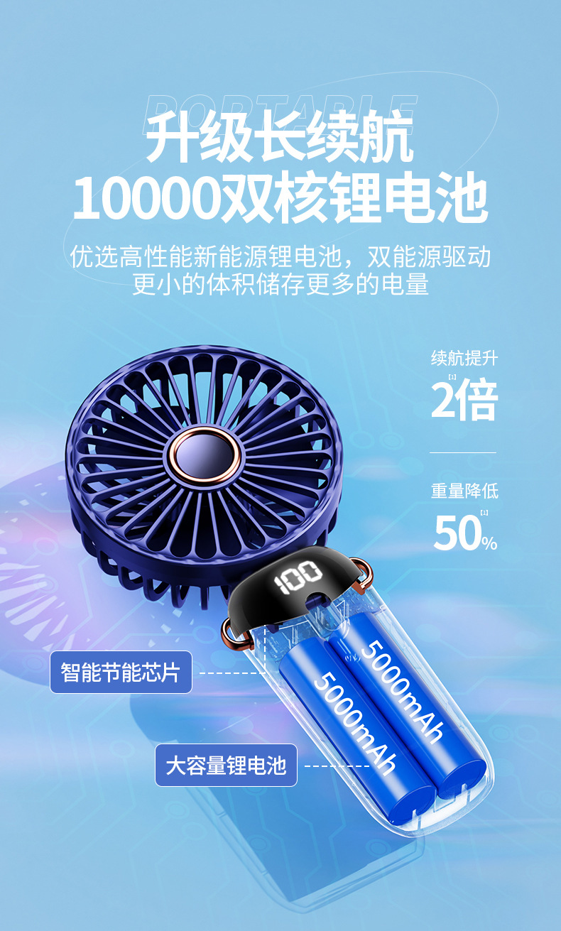 usb手持风扇便携静音支架折叠小风扇数显学生宿舍办公桌面电风扇详情10