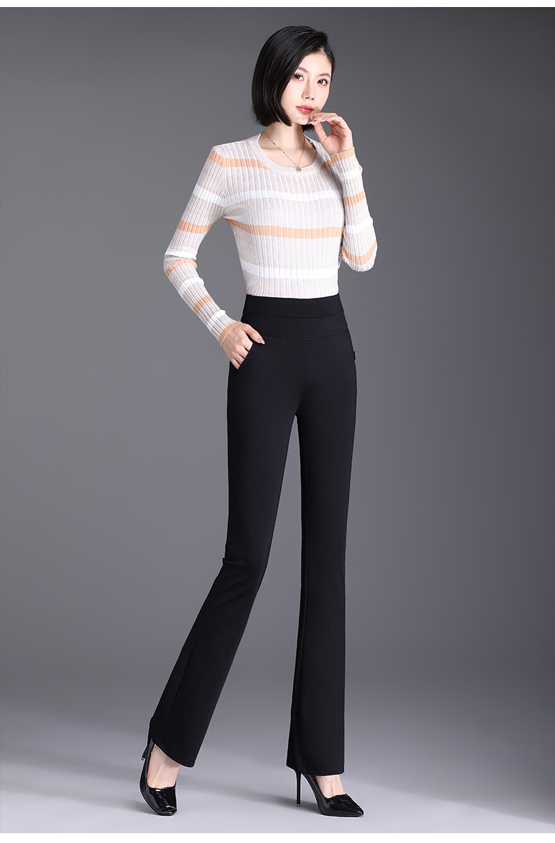 微喇裤女春秋薄款裤子休闲裤高腰显瘦女裤九分中年妈妈喇叭裤西裤详情16