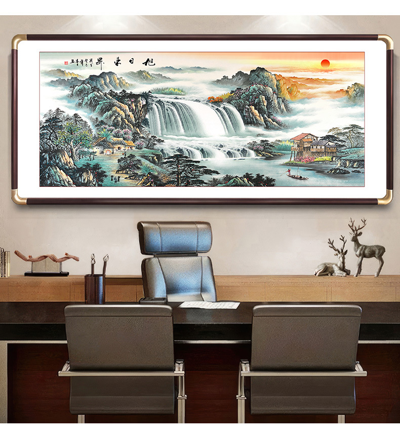 源远流长客厅沙发背景墙画办公室茶楼工装新中式山水国画幅幅挂画详情9