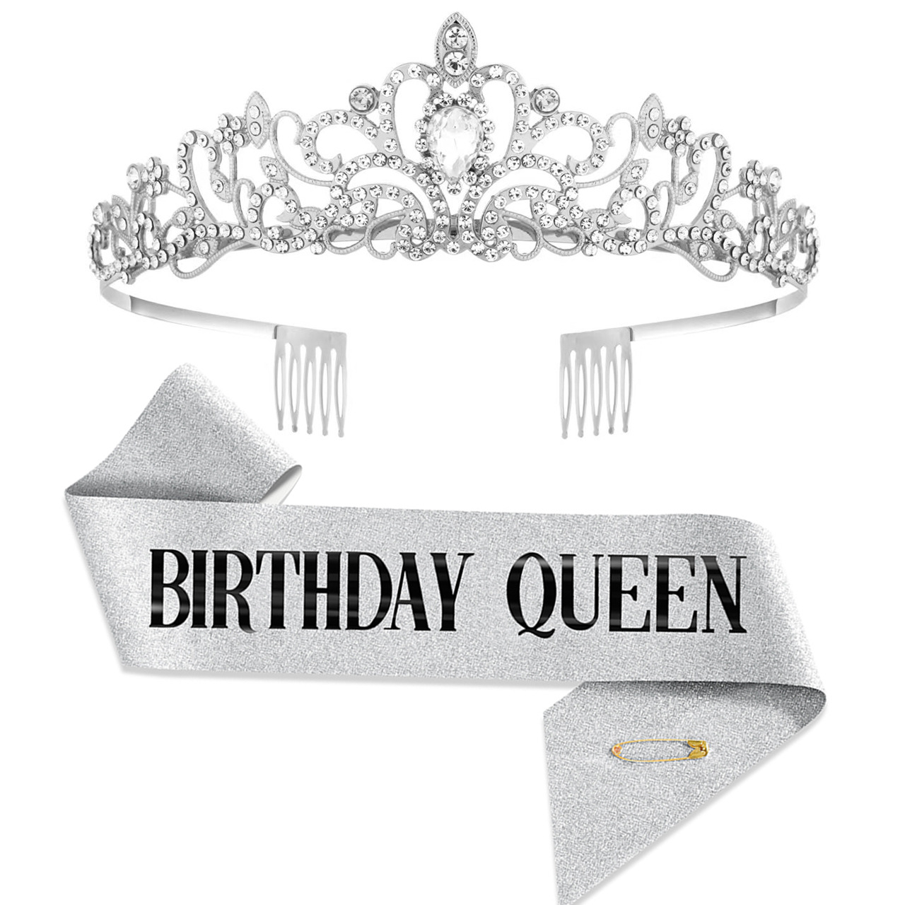 新款生日聚会皇冠肩带 女皇丝带套装女孩女王派对发饰 头饰现货详情6