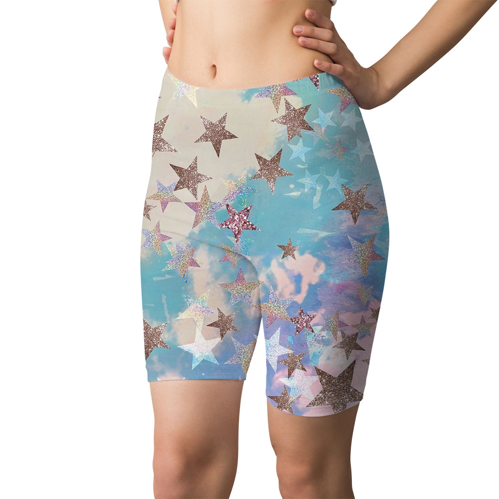 New 3D digital printed starry sky sports yoga capri shorts for cross-border Amazon from Europe and America. Please provide the printed image pic 21