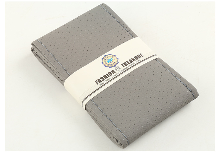 汽车手缝超纤皮把套柔软滑防方向盘套新款仿超纤皮革外贸车内用品详情15