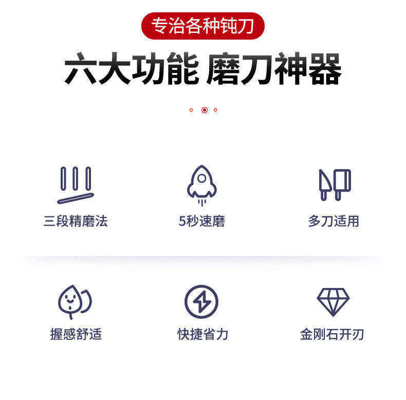 新款磨刀器家用快速磨刀棒金刚石多功能手持三段磨刀石厨房小工具详情2