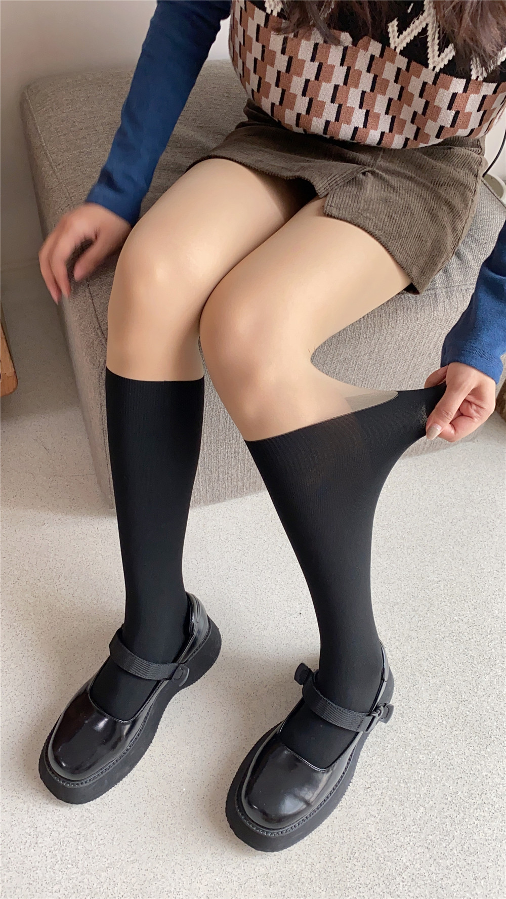 New patchwork stockings, black and white stockings, fake thigh stockings, sweet and cool fake calf stockings, sexy base stockings, pantyhose for women pic 26