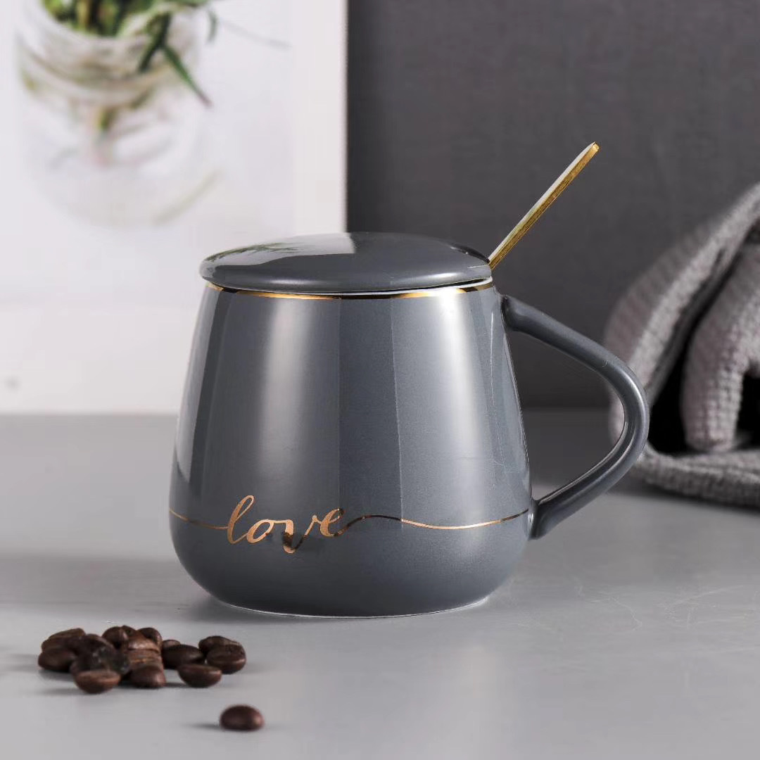 来样定制陶瓷杯简约英文情侣杯色釉礼品杯可刻字马克杯现货批发详情6