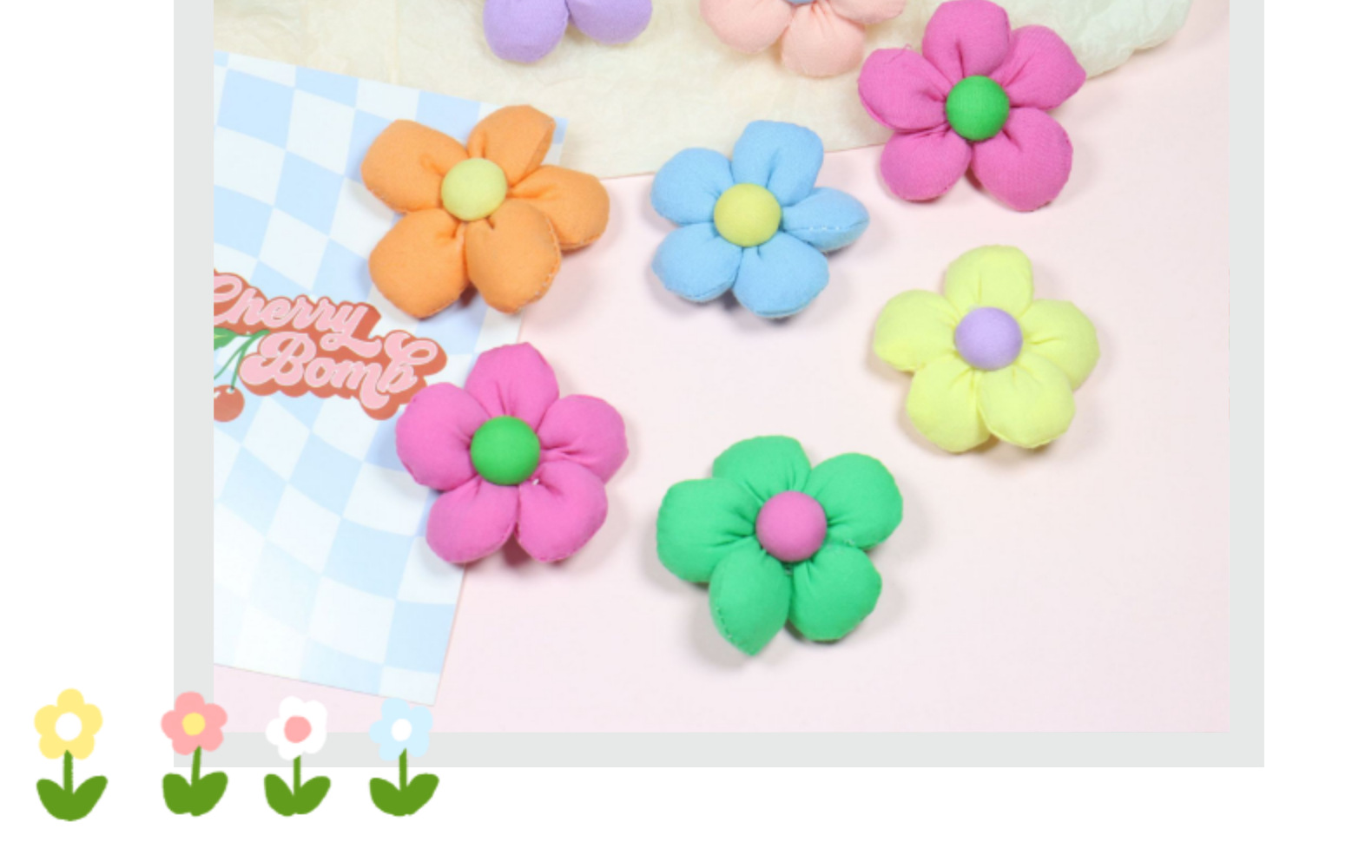 批发布艺五瓣花朵女童diy发饰清新撞色太阳花手机壳配件鞋袜辅料详情29