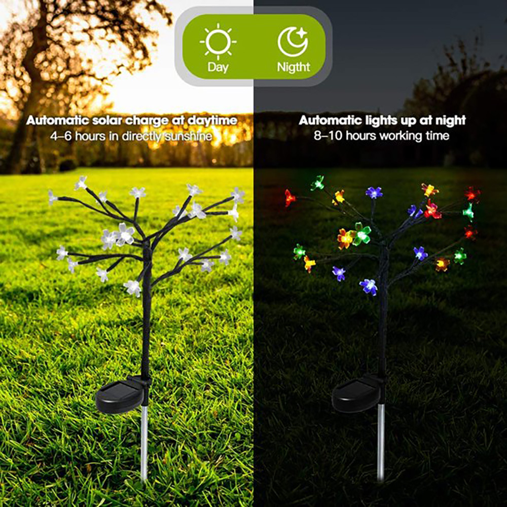 Direct sales from the manufacturer of solar-powered cherry blossom lights, LED outdoor courtyard ground-penetrating lawn and garden branch and flower decorative lights pic 4