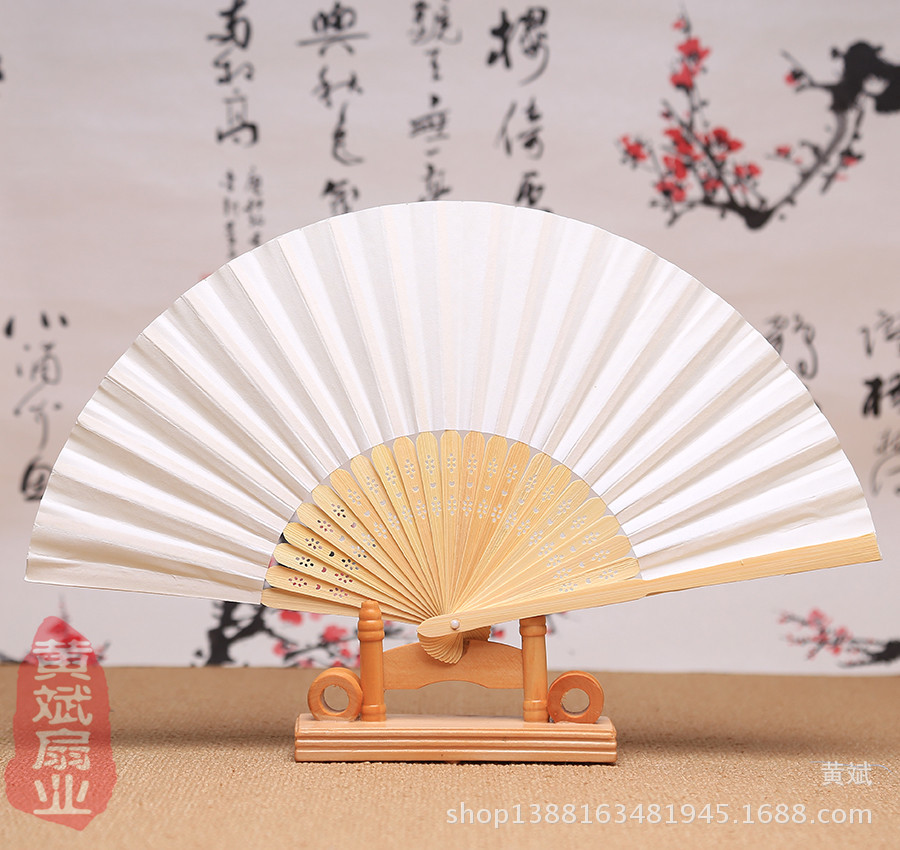 7寸空白折扇儿童绘画涂色纸扇白色彩色扇子幼儿园创意DIY手工材料详情18