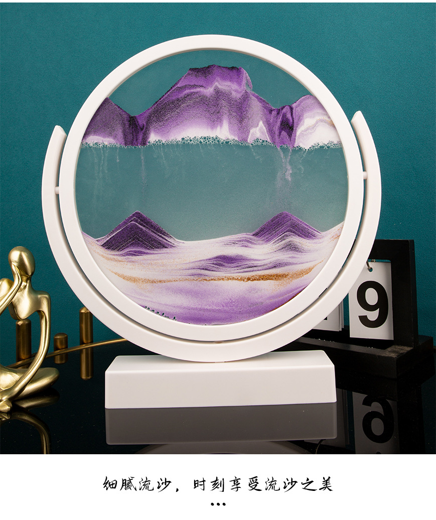 流沙画客厅沙漏玻璃摆件毕业礼物跨境爆款山水画办公室柜子装饰品详情5
