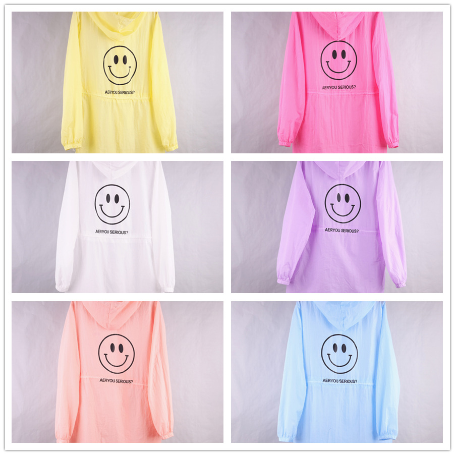 Long smiling face sun-protective clothing for girls, 2022 summer sun-protective clothing for girls, student uniform, Korean style, thin and loose mesh jacket pic 1