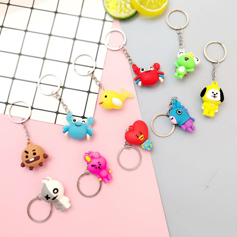 厂家直供钥匙扣挂件批发 可爱卡通立体钥匙扣小礼品PVC公仔挂件详情7