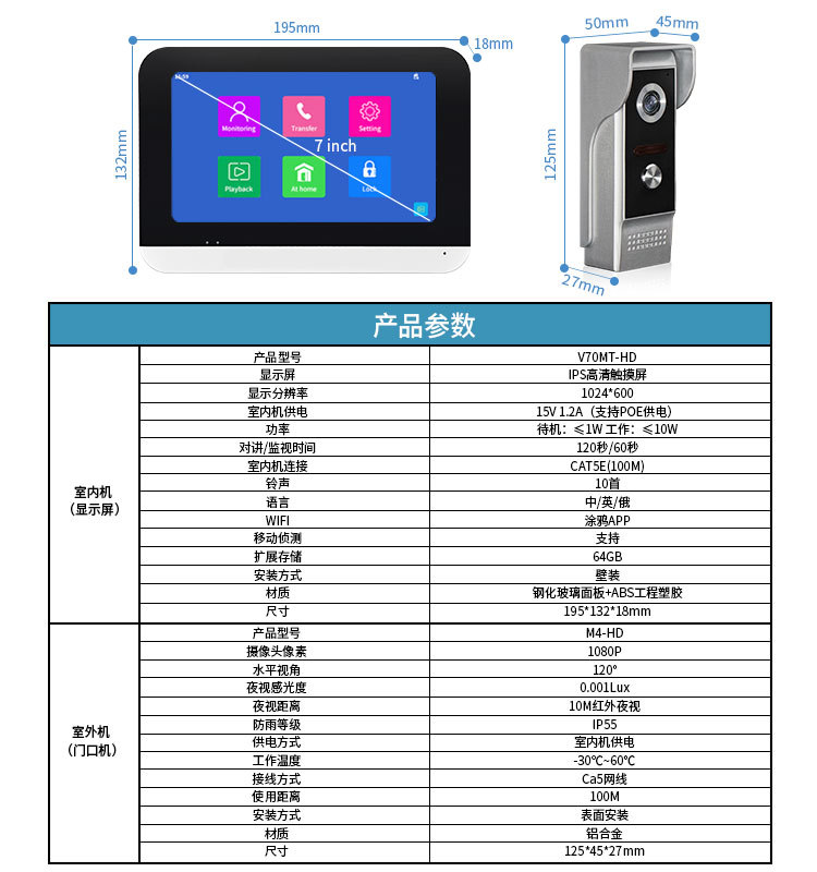 1080P digital high-definition WiFi video doorbell, mobile phone remote unlocking, motion detection smart doorbell pic 1