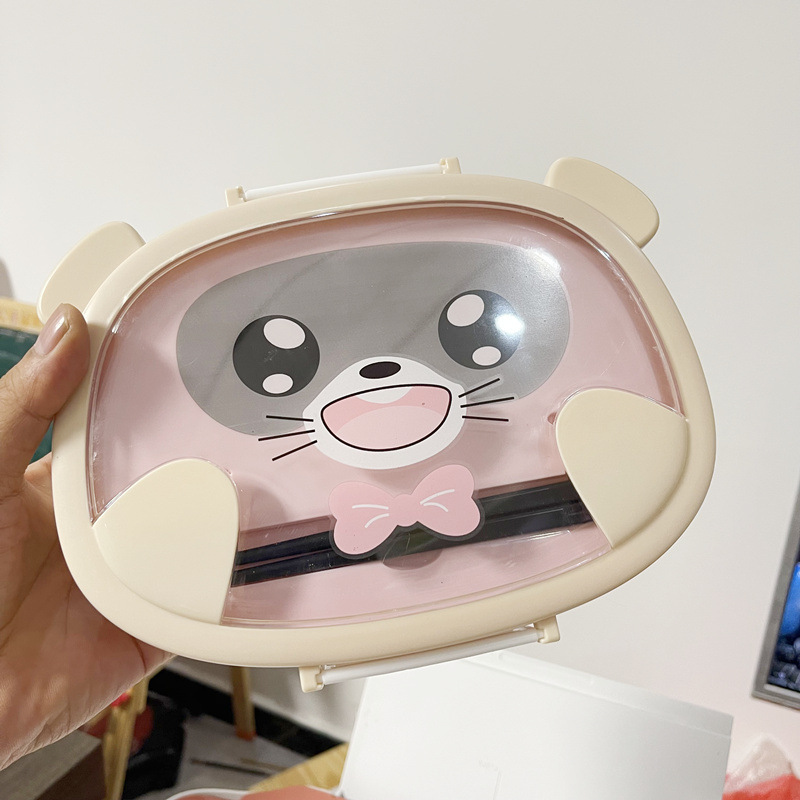 儿童分格餐盘可爱卡通幼儿园小学生带餐具宝宝保温便当饭盒汤匙叉详情7