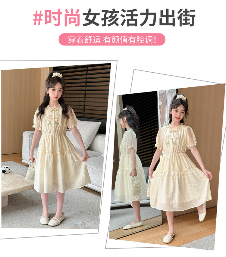国潮女童连衣裙夏装2025新款儿童洋气时髦国风汉服裙子女孩夏款公主裙详情2