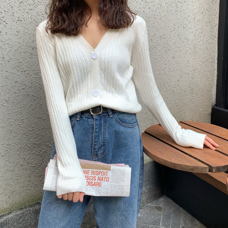 秋冬新款外穿内搭温柔风短款宽松V领毛衣外套针织衫开衫女装上衣详情26
