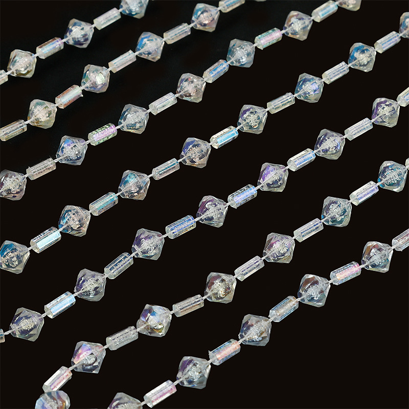 Wholesale of seven-color transparent connected beaded door curtains, diamond transparent AB colored beaded chains, wedding guiding beaded strings pic 125