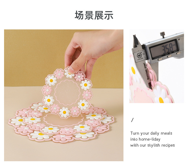 Creative household silicone heat insulation pads, pvc flower table MATS, high-temperature resistant and anti-slip pot MATS, bowl MATS and cup MATS in stock pic 8