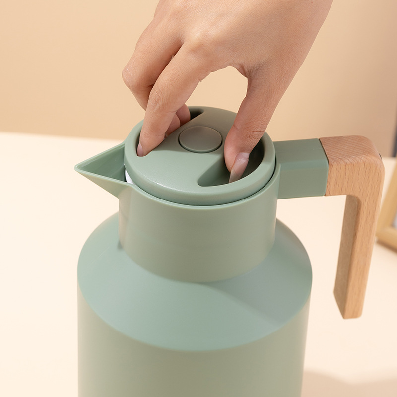 Nordic water thermos, large capacity coffee pot, 1L thermos water bottle, household thermos, glass inner liner, hot water bottle, open pic 11