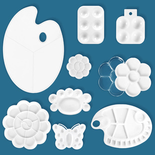 塑料梅花形调色盘手绘水彩水粉颜料绘画美术调色盘碟椭圆形调色板详情3