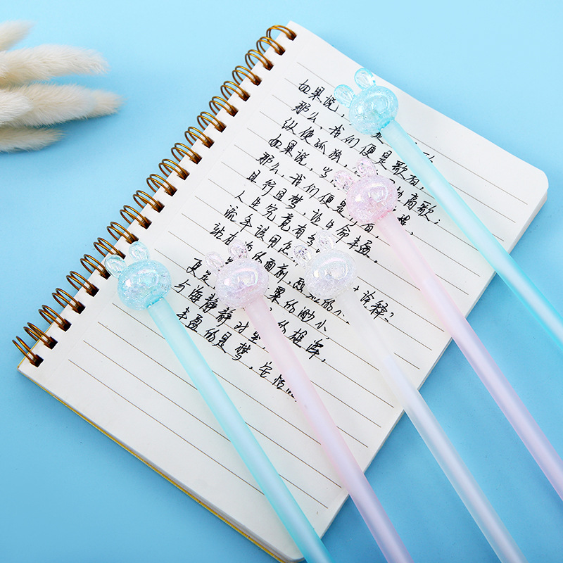 Wholesale of Korean-style creative crystal head shaped rabbit-shaped gel pens with dazzling laser designs for students pic 19