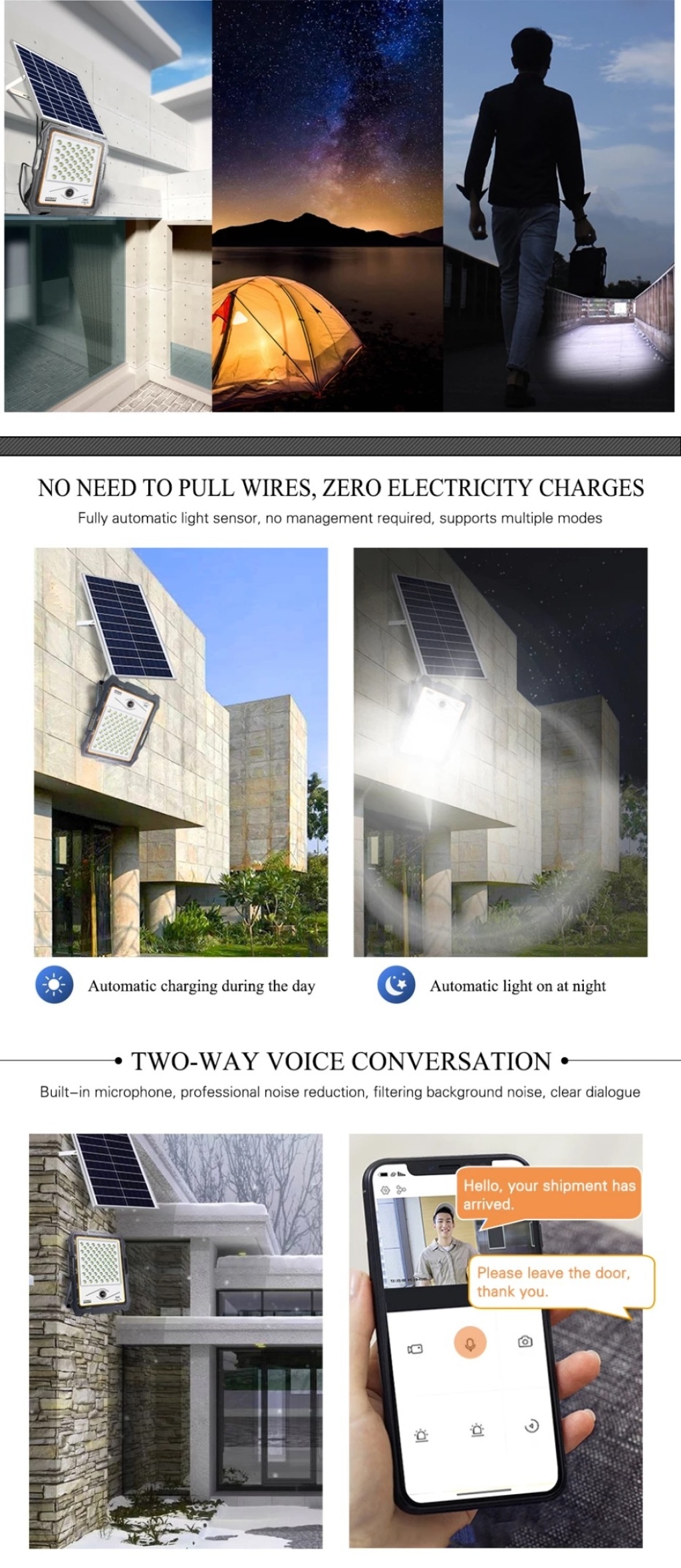 太阳能监控投光灯户外太阳能灯便携露营手提灯庭院监控摄像头详情5