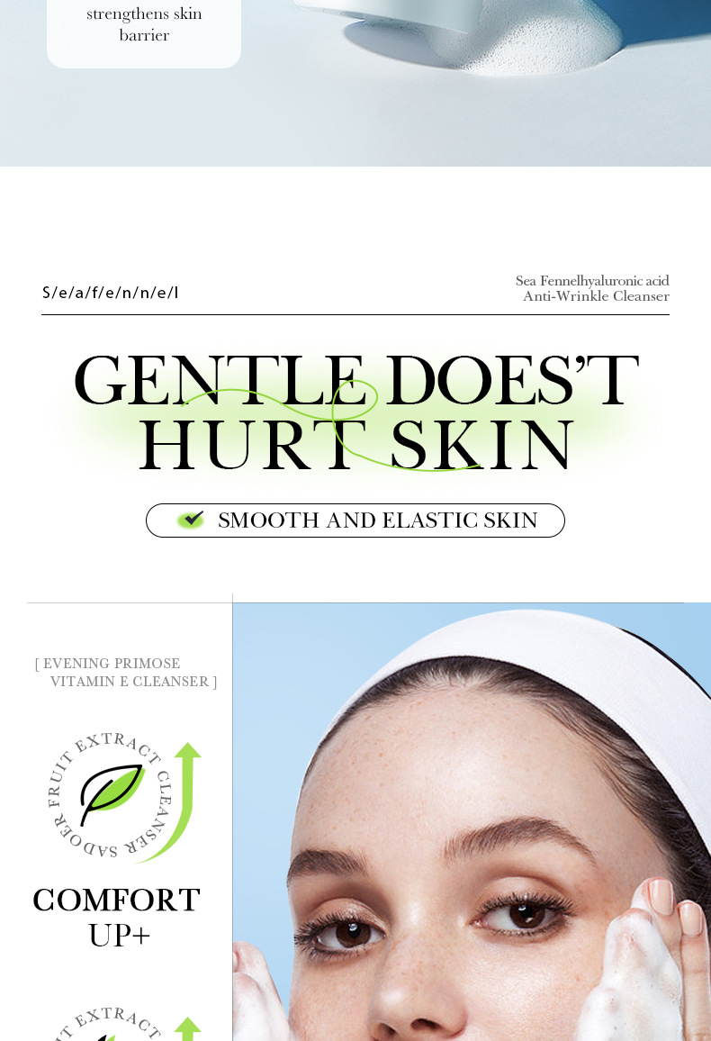Cross-border foreign trade BIOAOUA Sea Fennel Hyaluronic Acid Anti-Wrinkle Facial Cleanser Hydrating and Moisturizing Gentle Oil-Control Facial Cleanser pic 5