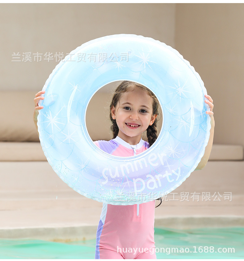 印花透明亮片星空美人鱼游泳圈太空人儿童泳圈成人腋下圈现货批发详情8