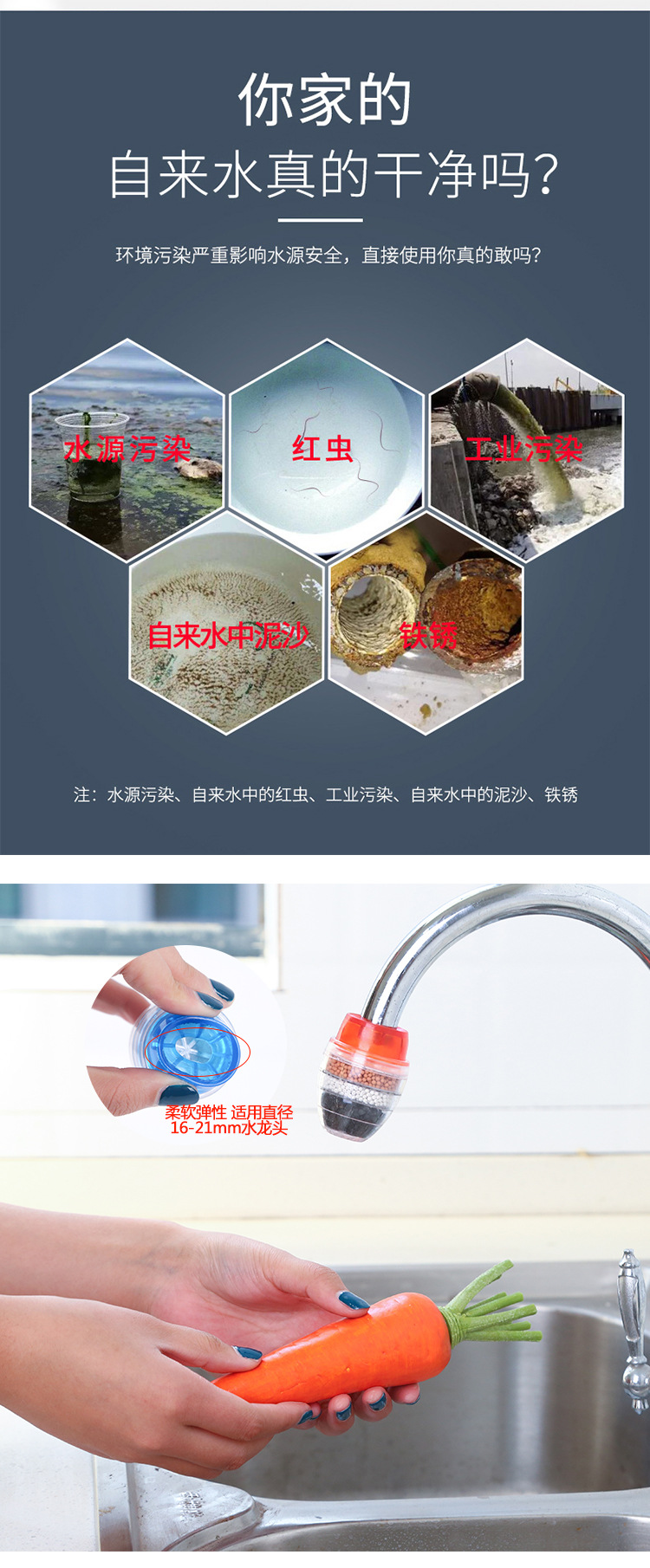 3146 Faucet filter, Tap water Filtration Purifier, Household activated carbon multi-layer water filter wholesale pic 3