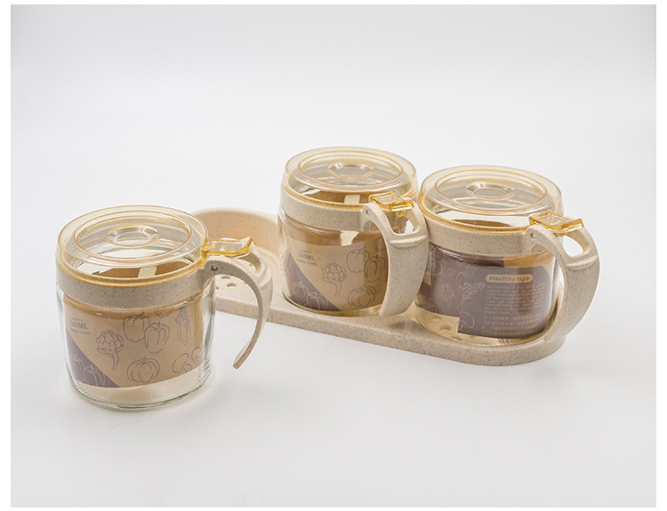 Wholesale glass round four-color glass bottles, daily necessities, kitchen sorting, seasoning boxes, seasoning bottles, self-sold by the manufacturer pic 9