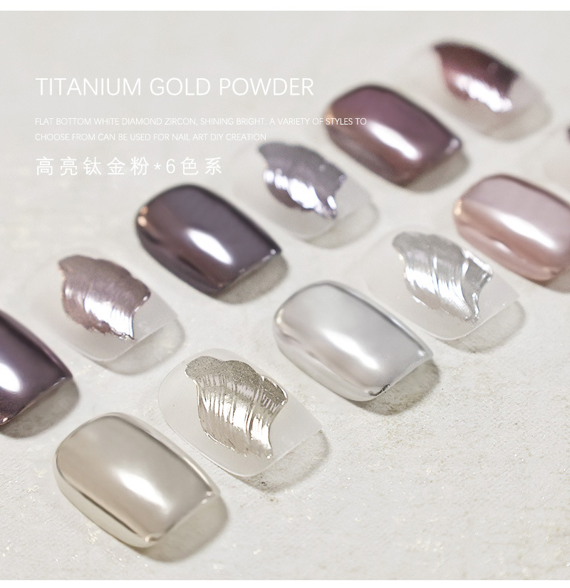 Nail polish high-gloss titanium powder, magic mirror powder, mirror flour, rose gold and silver titanium powder, electroplated nail metal titanium powder pic 5