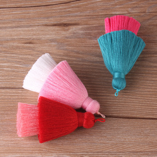 New color-offset double-ended cotton thread tassel handcrafted clothing, cheongsam with lapel button and Chinese-style classical tassel pendant pic 12