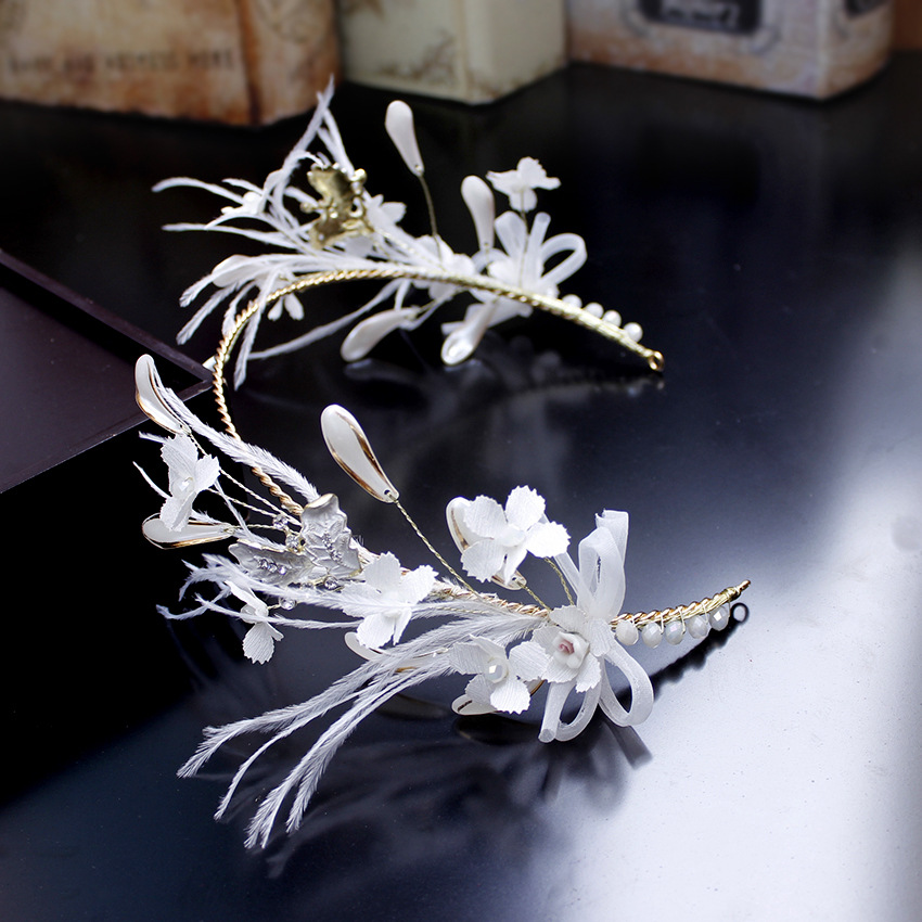 Korean version crystal headband, photo studio, magazine cover design, festival celebration, stage performance, fairy feather headwear pic 10