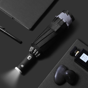 New 12-bone black rubber fully automatic umbrella folding business umbrella three-fold sunshade and protection 嗮 sun umbrella advertising umbrella pic 19