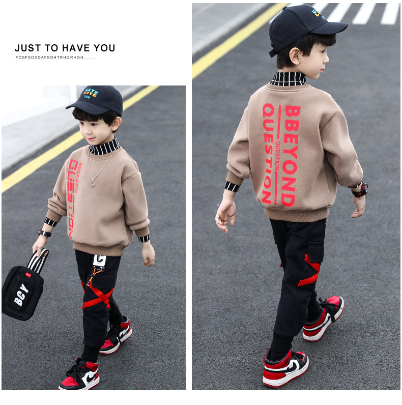 男童加绒卫衣2023新款中大儿童男孩秋冬款加厚保暖上衣冬季酷帅潮详情11