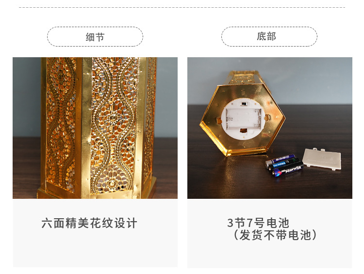 Cross-border new ironwork gilded wind lamps, hollowed-out Moroccan lanterns, home decoration ornaments, handicrafts, atmosphere props pic 9