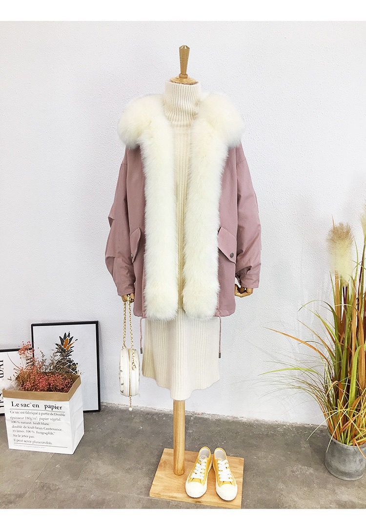 狐狸毛派克服女真毛中长款皮草皮毛一体棉服女2020新款冬季厚外套详情17