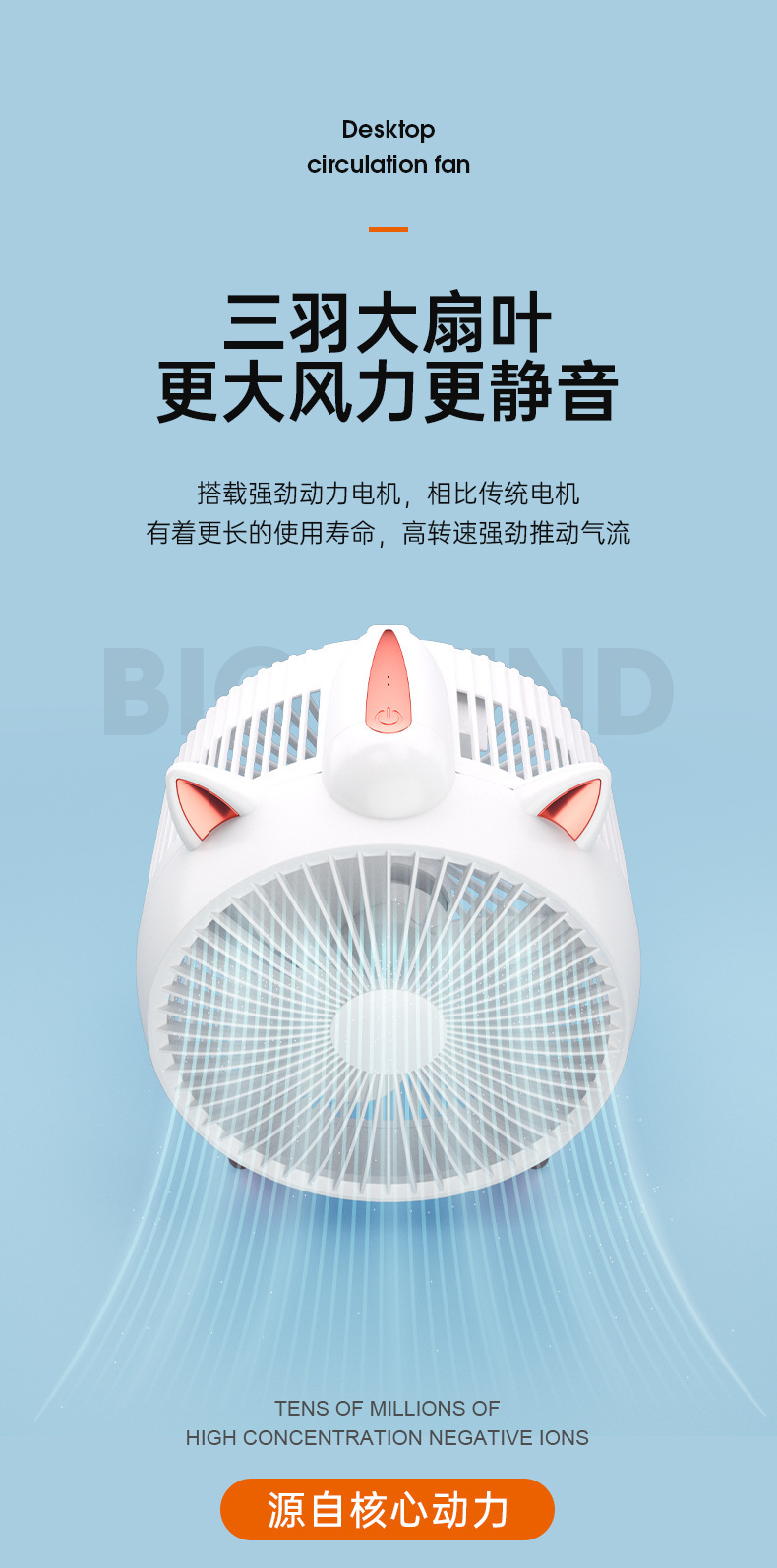 新款台式USB小风扇便携家用桌面风扇大风力卡通迷你风扇一件代发详情5