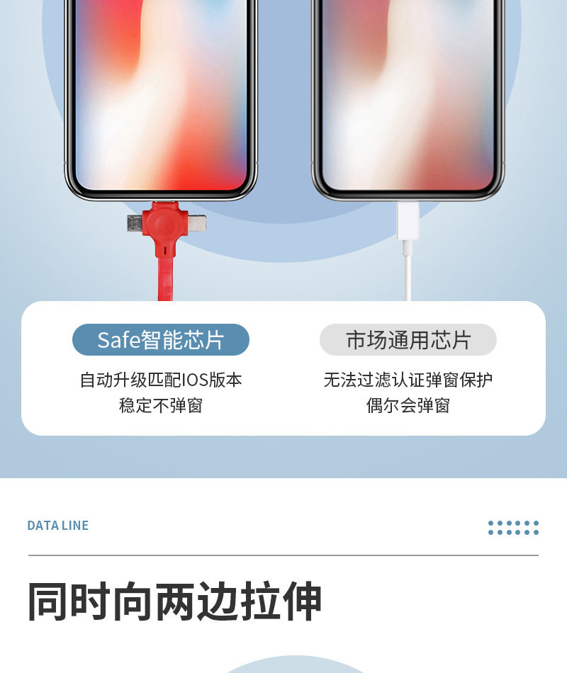 Macaron retractable storage stand, three-in-one charging cable, logo gift printing wholesale, one drag three data cable pic 28