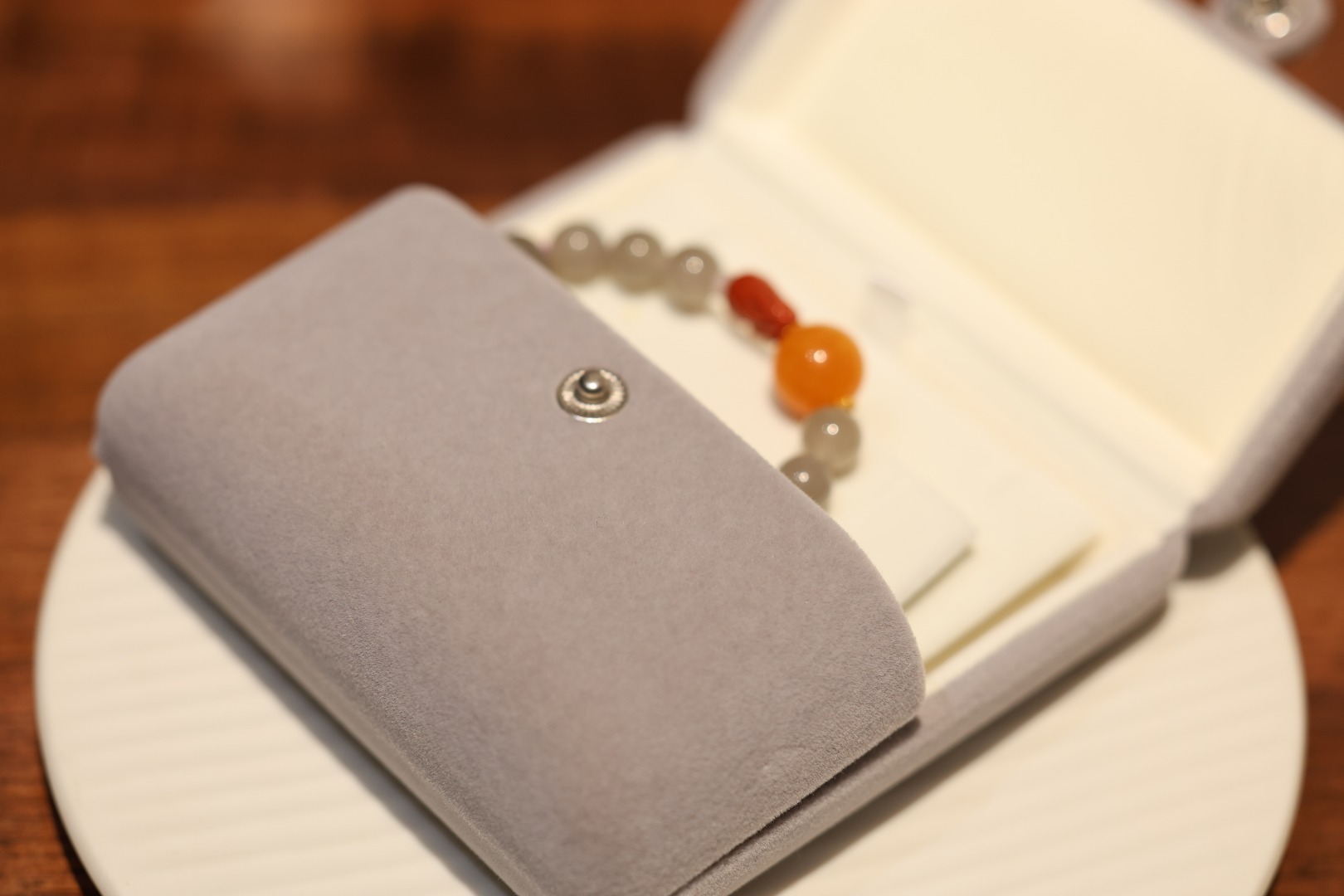 Double-opening velvet snap-on jewelry box, gift box, packaging box, collectible box, storage box pic 3