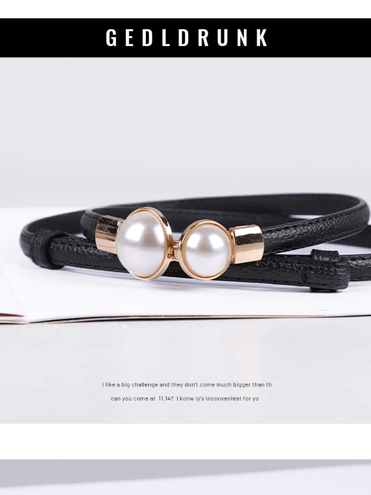 Korean-style slim waist belt with pearl button-down small belt for shirts, dresses and jeans, fashionable decorative thin belt pic 12
