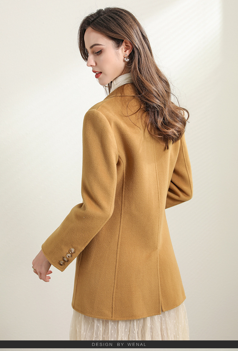 OL style workwear for ladies, waist-cinching and slimming woolen small suit, one-button double-sided woolen suit jacket, European and American style overcoat pic 8