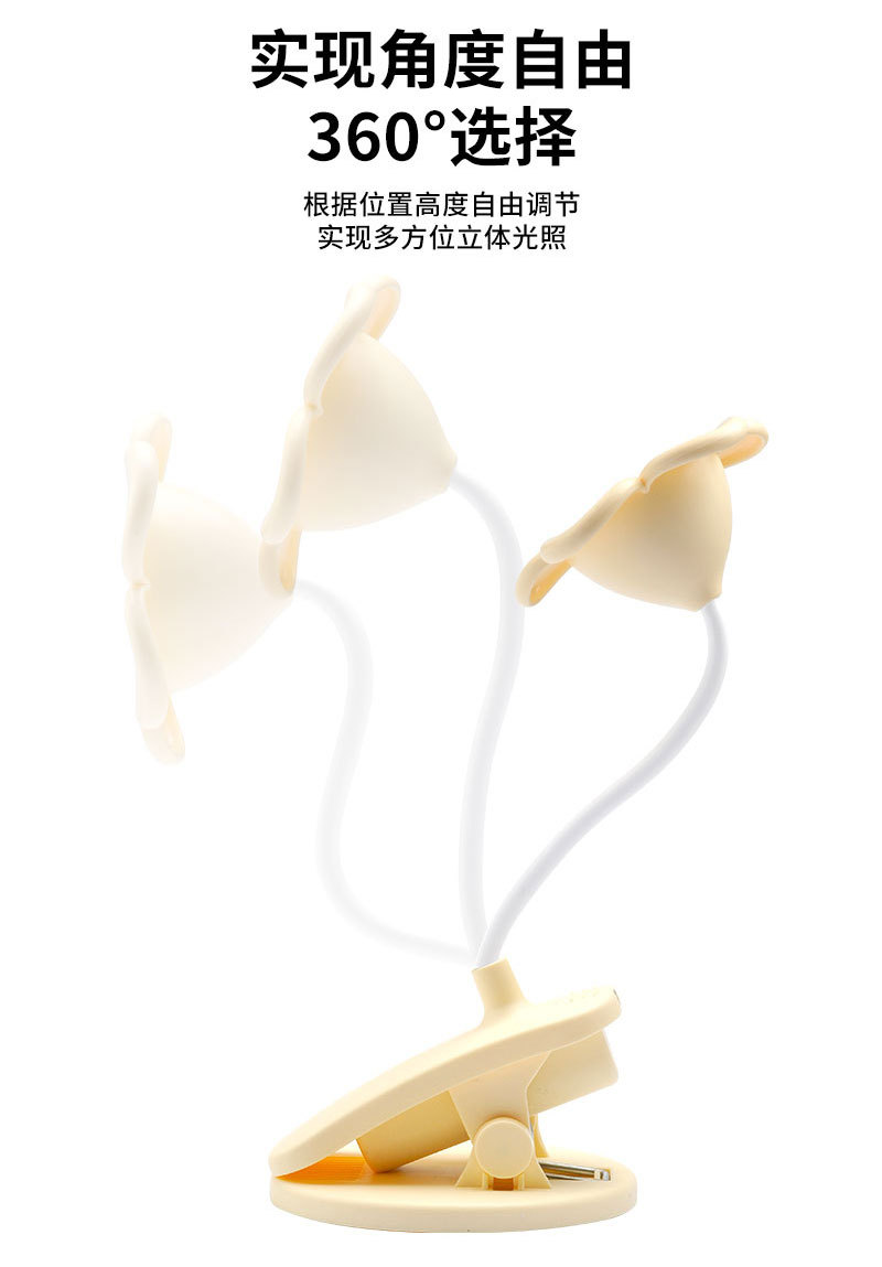 新款卡通创意学生多功能多档位小台灯可爱床头摆件夜灯夹子详情6