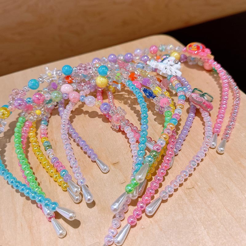 跨境新款儿童项链首饰套装炫彩串珠手链卡通发箍耳环公主女童配饰详情11