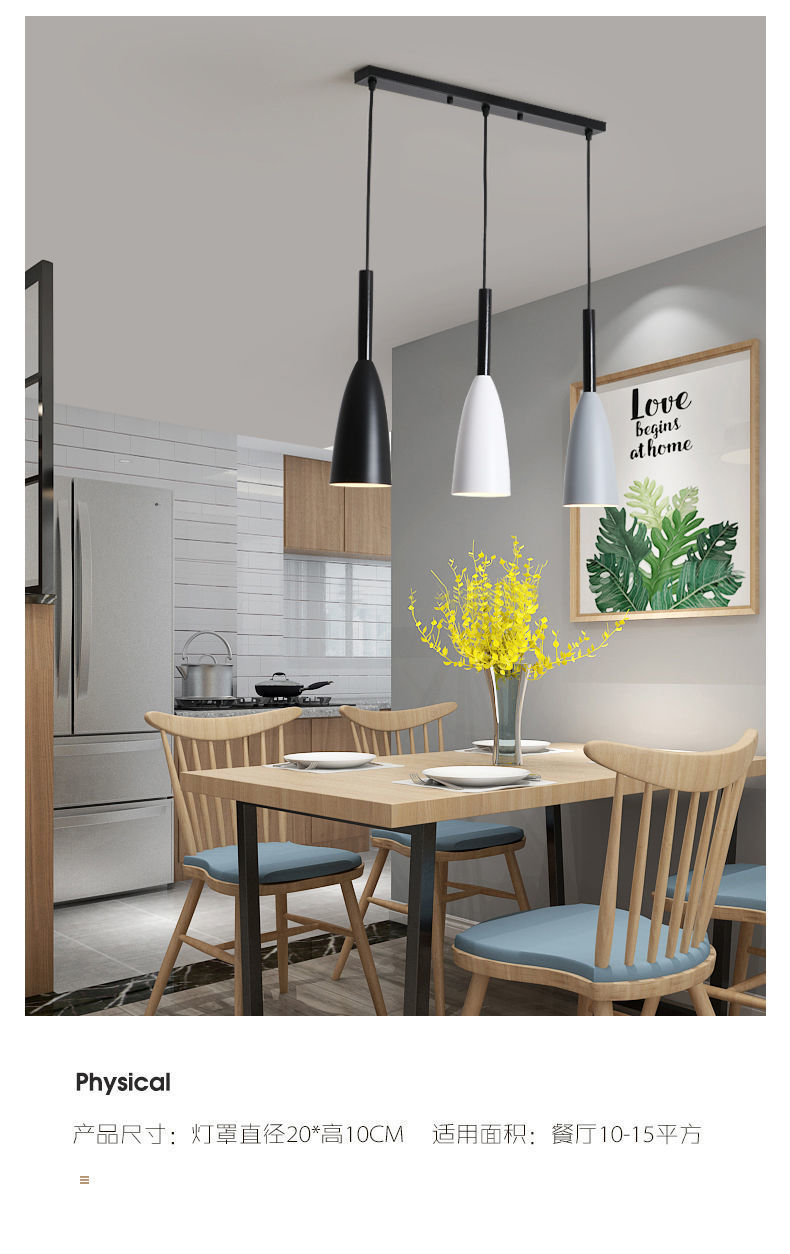 Restaurant chandelier, three-head table lamp, modern bar counter, small, simple and creative Nordic led dining room wholesale lighting fixtures pic 13