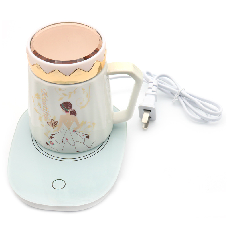 Ceramic insulated cup, 55-degree constant temperature cup, heating coaster, mirror cover, handle spoon set, high-end business gift box pic 17