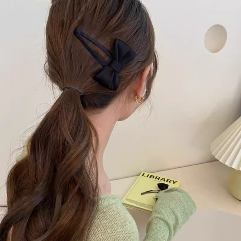 法式气质蝴蝶结发夹女前额碎发刘海夹简约发卡复古碎发bb夹子头饰详情8