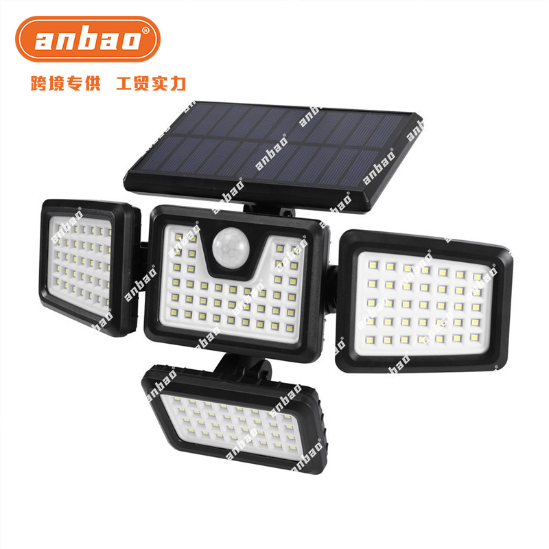 Cross-border new 316LED solar wall lamp, household outdoor lamp, four-sided light-emitting sensor solar garden lamp pic 3