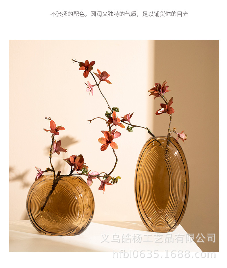 2020 New creative geometric glass vase for living room, dining table, entrance hall, dried flower arrangement decoration, light luxury style pic 6